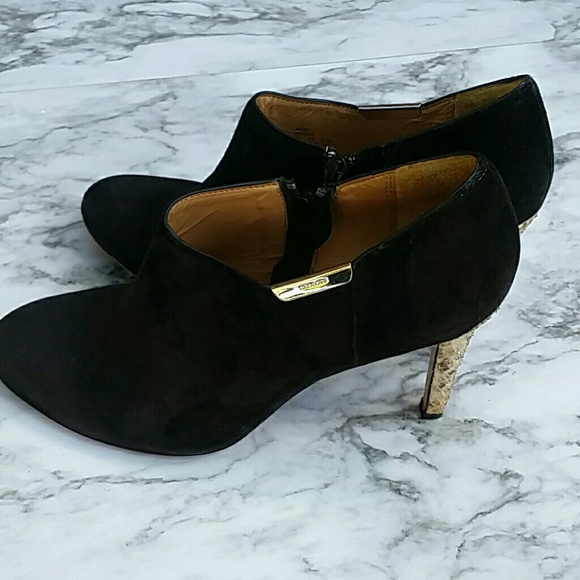 Coach Seneca Black Suede & Python Ankle Booties - Picture 4 of 7